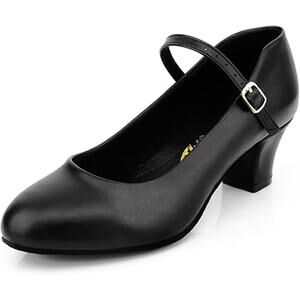 Bokimd Womens Size 11 Black Fur Sole Ballrooom Latin Salsa Shoes 2.5" Heels